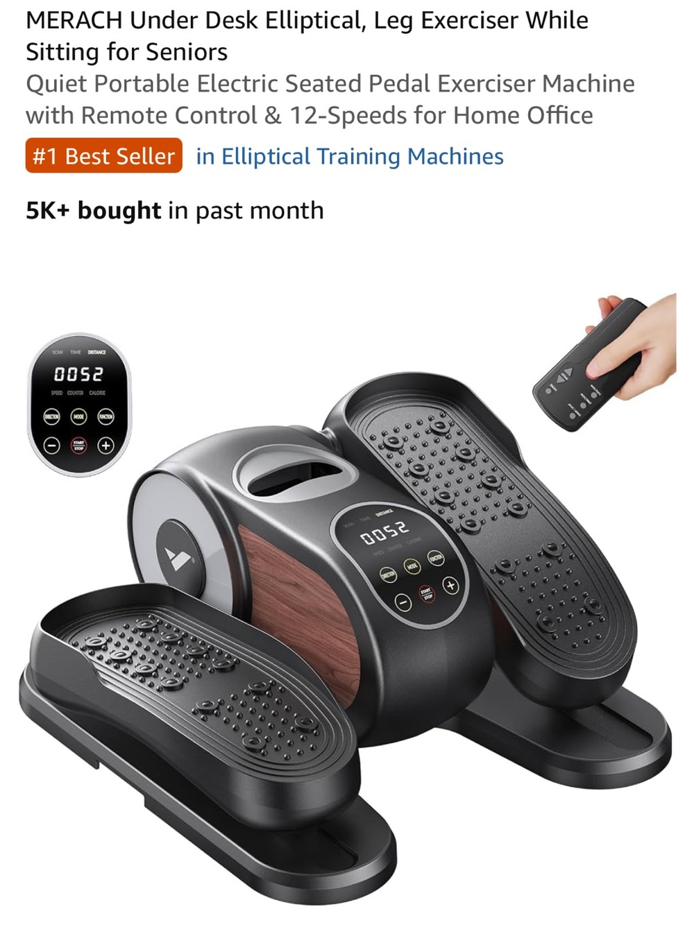 NEW MERACH Under Desk Elliptical Leg Exerciser in Black